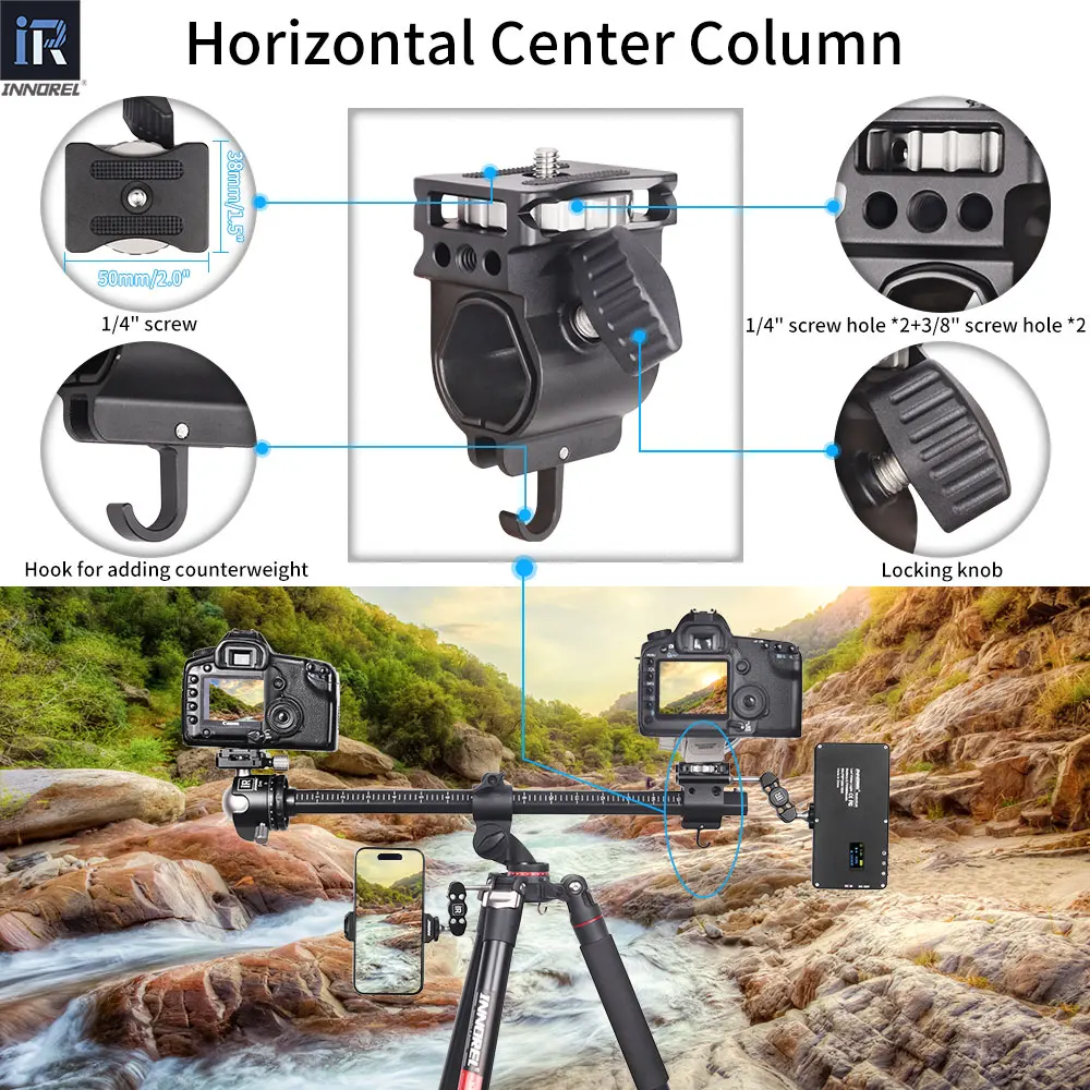 INNOREL YT284A Horizontal Center Column Tripod, 69.7" Max Height – photo 5