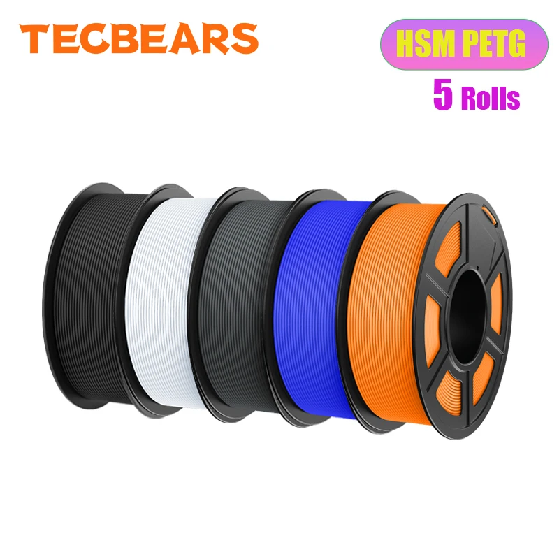 TECBEARS High Speed Matte PETG Filament 1.75mm, 5 kg Set, HSMPETG 5MIX05