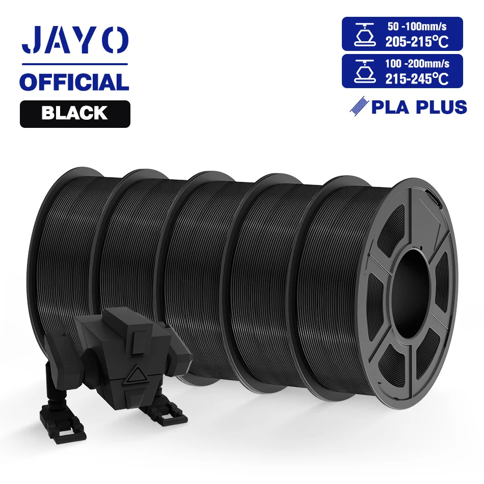 JAYO PLA, PLA+ & PETG Filament 1.75mm, 5-Roll Packs, PLA PLUS BK 5Roll