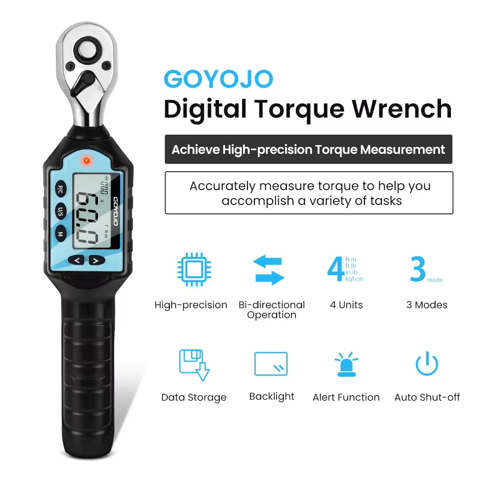 GOYOJO Digital Torque Wrench, 1/4", 3/8" or 1/2" Drive, ±2%
