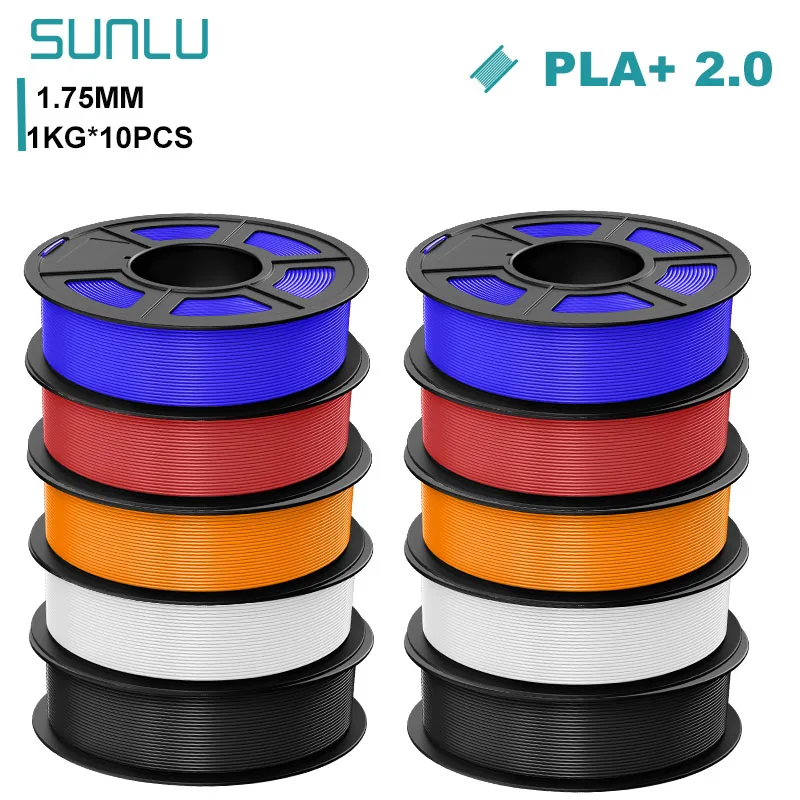 SUNLU PLA+ 2.0 Filament 1.75mm, 10 kg (10 × 1 kg)