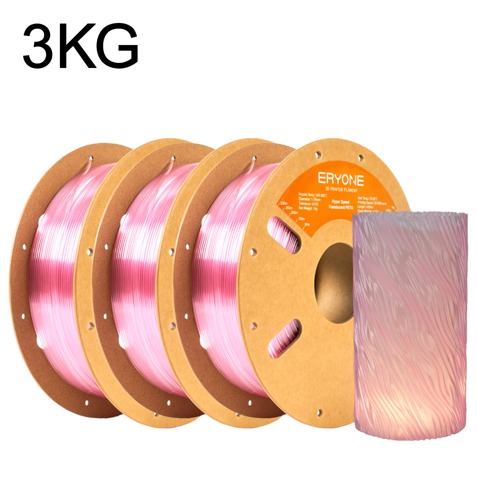 ERYONE PETG & Hyper Speed PETG Filament 1.75mm, 3 kg, HS-Clear Pink