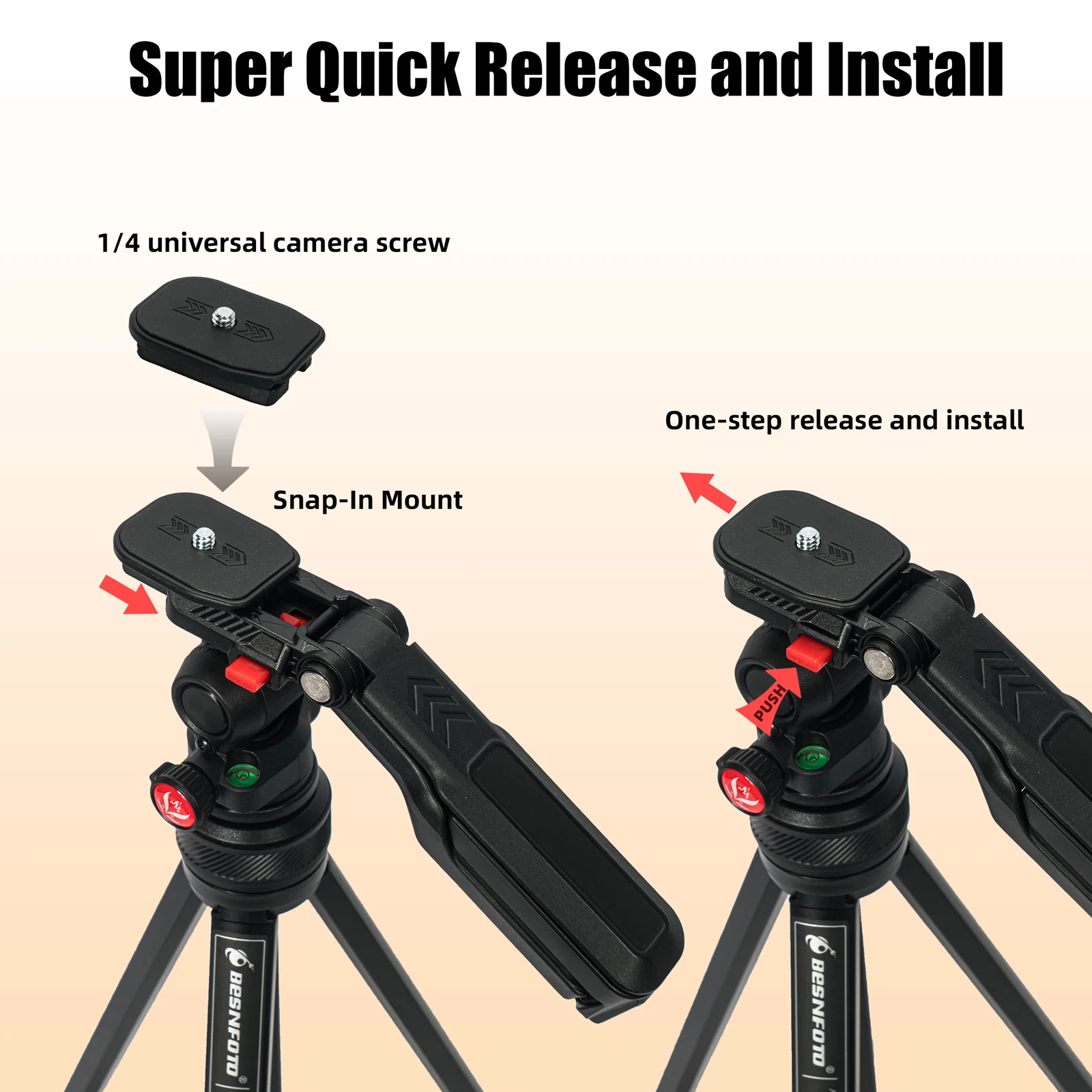Besnfoto Aluminum Travel Tripod with Hidden Phone Mount – photo 5