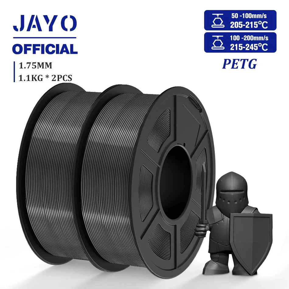 JAYO PETG, PLA & TPU Filament 1.75mm, 2-Roll Packs, PETG Gray
