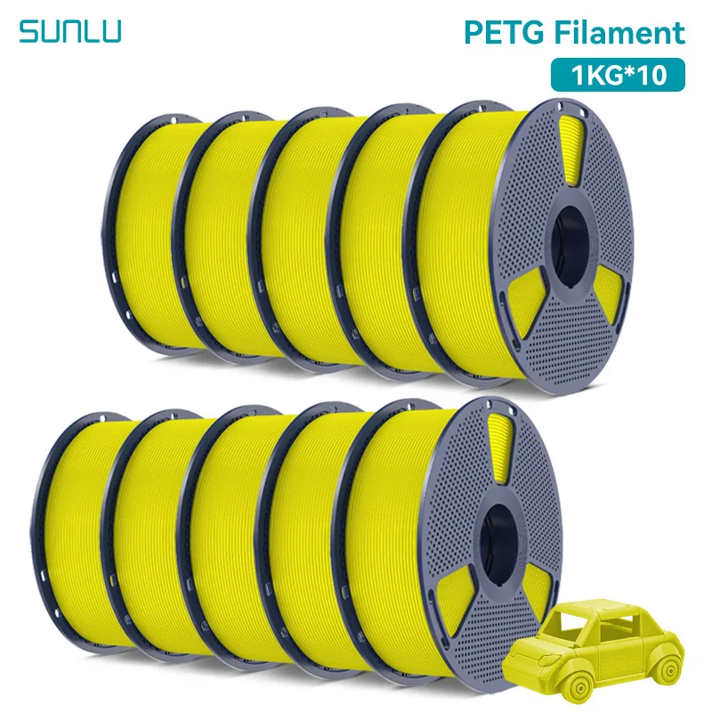 SUNLU PETG Filament 1.75mm, 10 Spools, Yellow