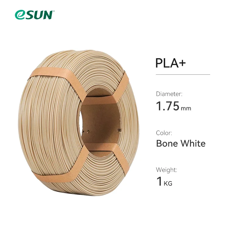 eSUN PLA+ Filament 1.75mm, 1 kg Refill or Spool, Bone White