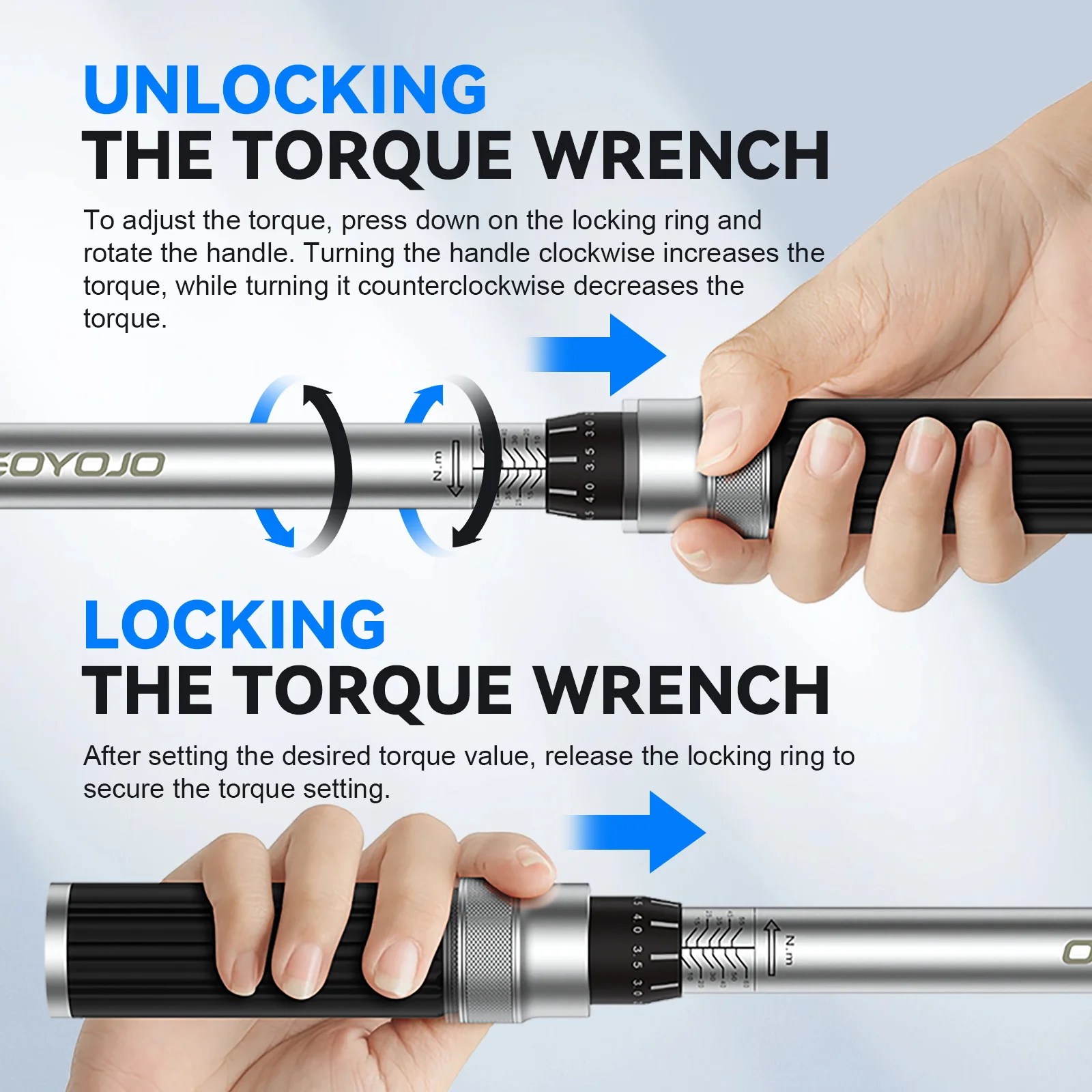 GOYOJO 3/8" Drive Click Torque Wrench, 3.7–44.3 ft-lb (5–60 N·m) – photo 2