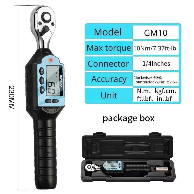 GOYOJO Digital Torque Wrench, 1/4", 3/8" or 1/2" Drive, ±2%, 0.2-7.37 ft-lbs