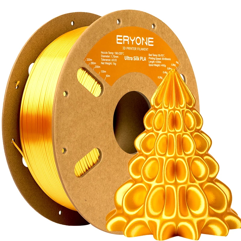 ERYONE Ultra-Silk PLA Filament 1.75mm, 1 kg Spool, Gold-1kg