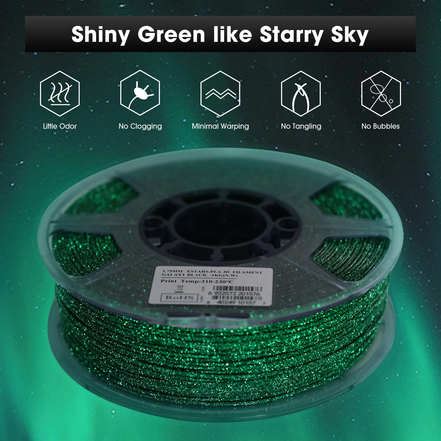 eSUN Luminous Star PLA Filament 1.75mm, Glow in the Dark, 1 kg – photo 2