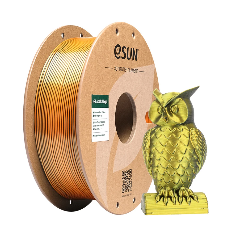 eSUN Magic Silk PLA Filament 1.75mm, Dual & Tri-Color, 1 kg, Black Gold