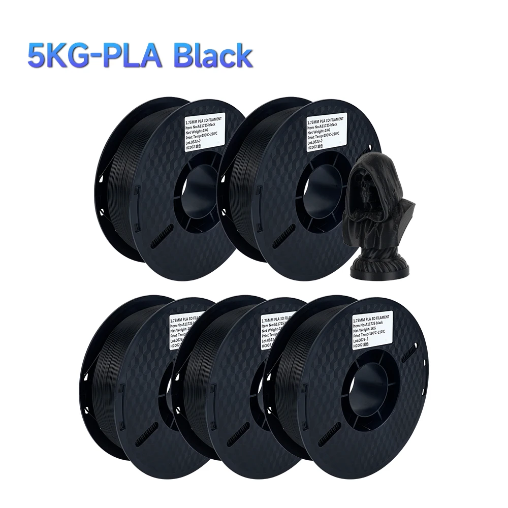 Kee Pang PLA / PETG Filament 1.75mm, 5 kg Mixed Color Set, 5KG Black PLA