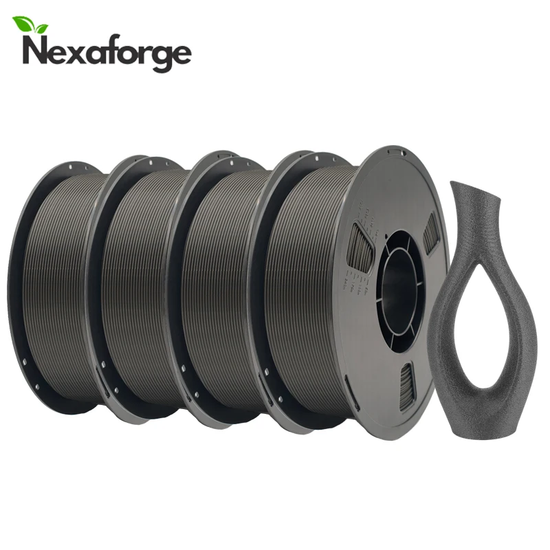 Nexaforge Matte PLA Filament 1.75mm, 4 kg (4 × 1 kg), Black 4KG