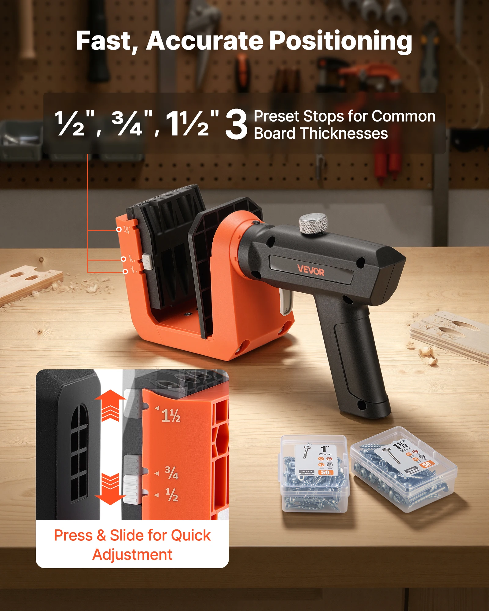 VEVOR Pocket Hole Jig Kit with 260 Screws and C-Clamp – photo 2