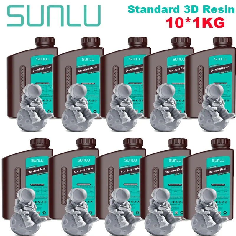 SUNLU Standard UV Resin 405nm, 10 kg (10 × 1 kg), Standard light gray