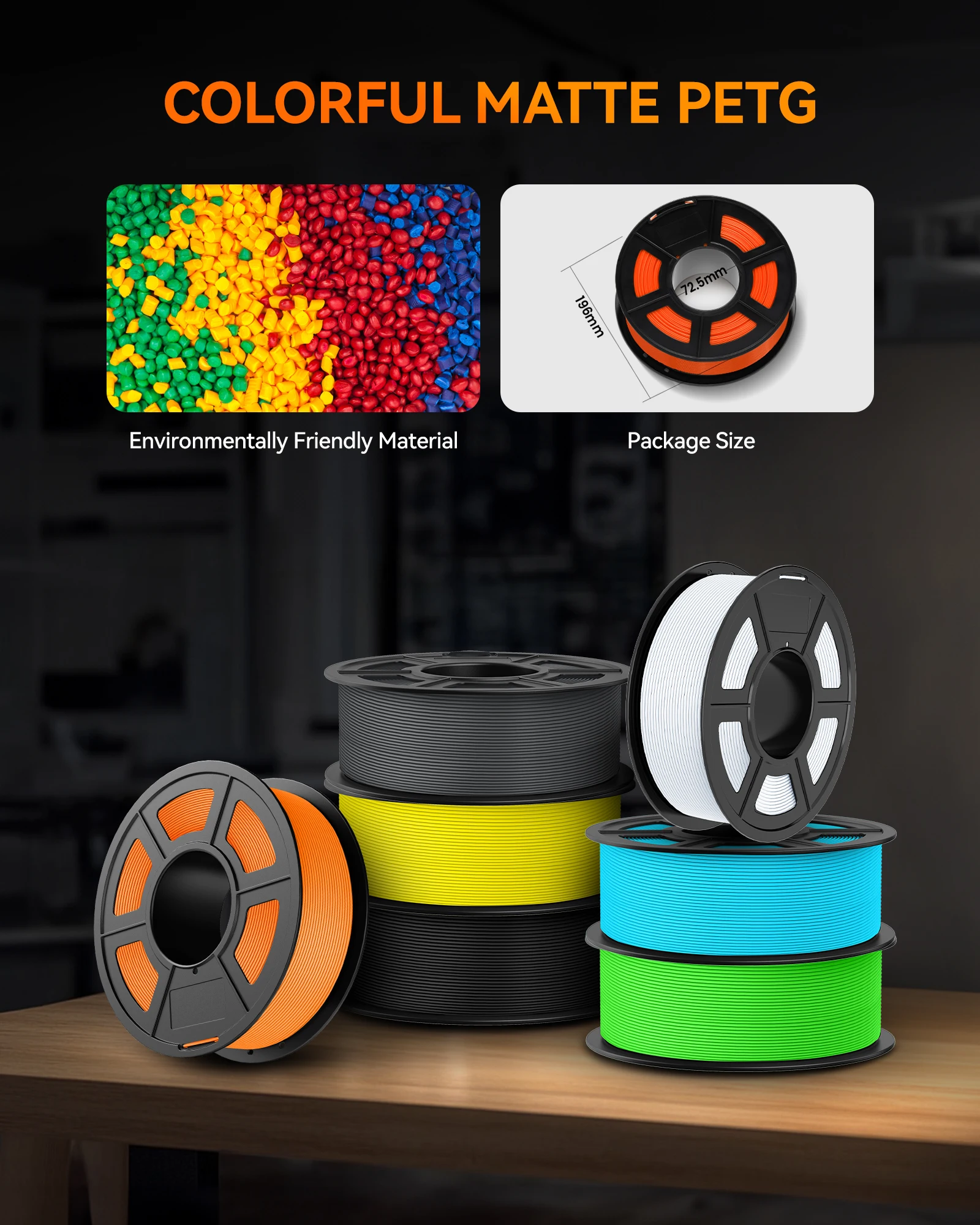 TECBEARS High Speed Matte PETG Filament 1.75mm, 5-Spool Set – photo 2