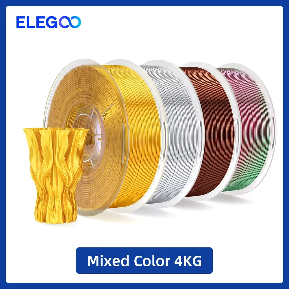 ELEGOO Silk PLA Filament 1.75mm, 2 kg Packs, Mixed 4kg