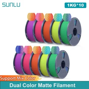 SUNLU Dual Color Matte PLA Filament 1.75mm, 10 kg