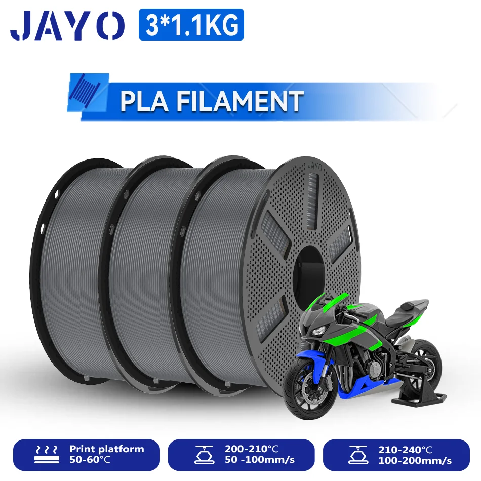 JAYO PLA Filament 1.75mm, 3 × 1.1 kg Single-Color Packs, 3GY