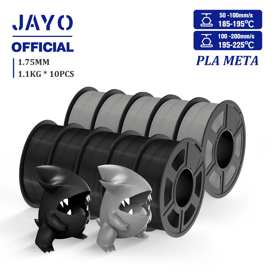 JAYO PLA Meta Filament 1.75mm, 10 Rolls, PLAMT 5GY 5BK