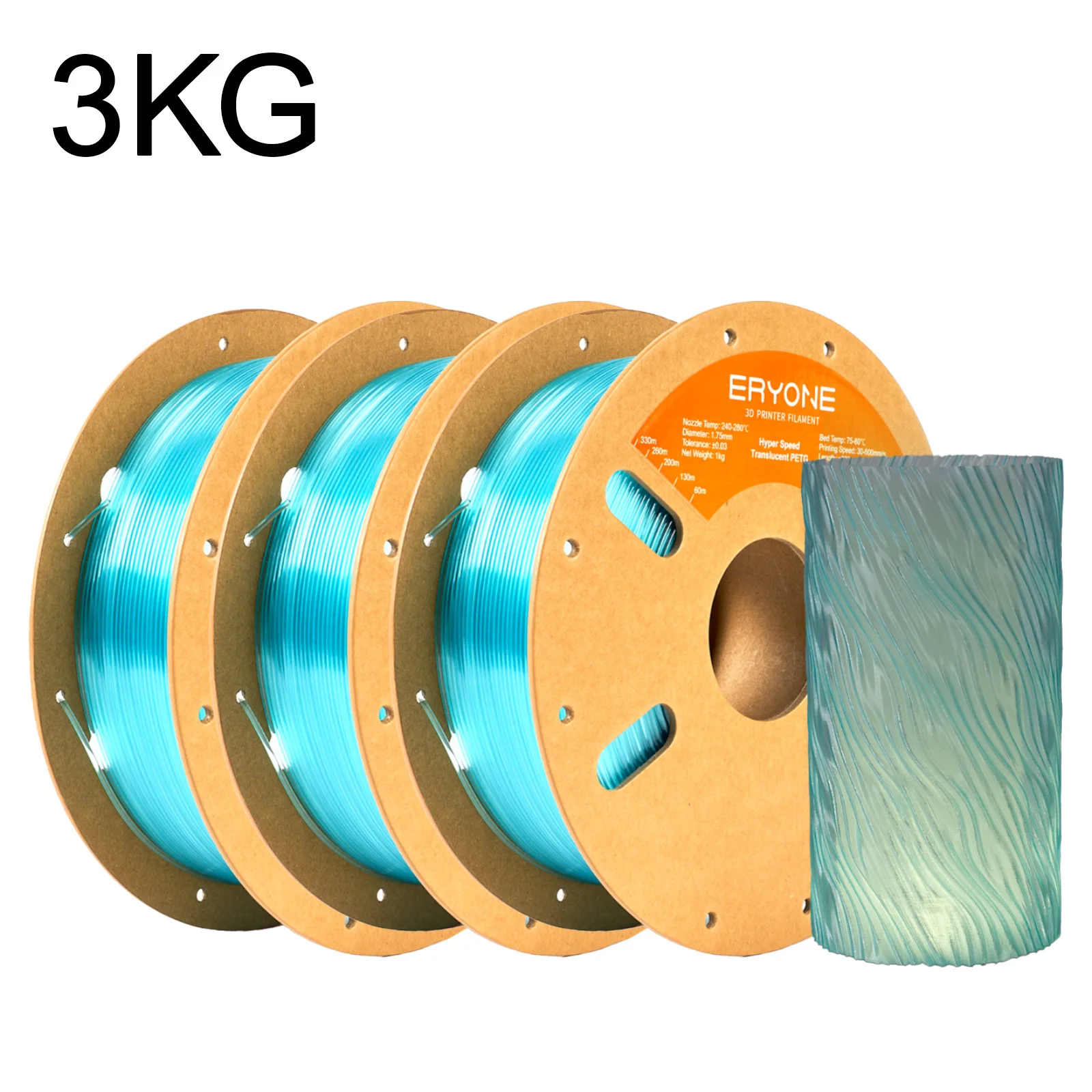 ERYONE PETG & Hyper Speed PETG Filament 1.75mm, 3 kg, HS-Clear SkyBlue