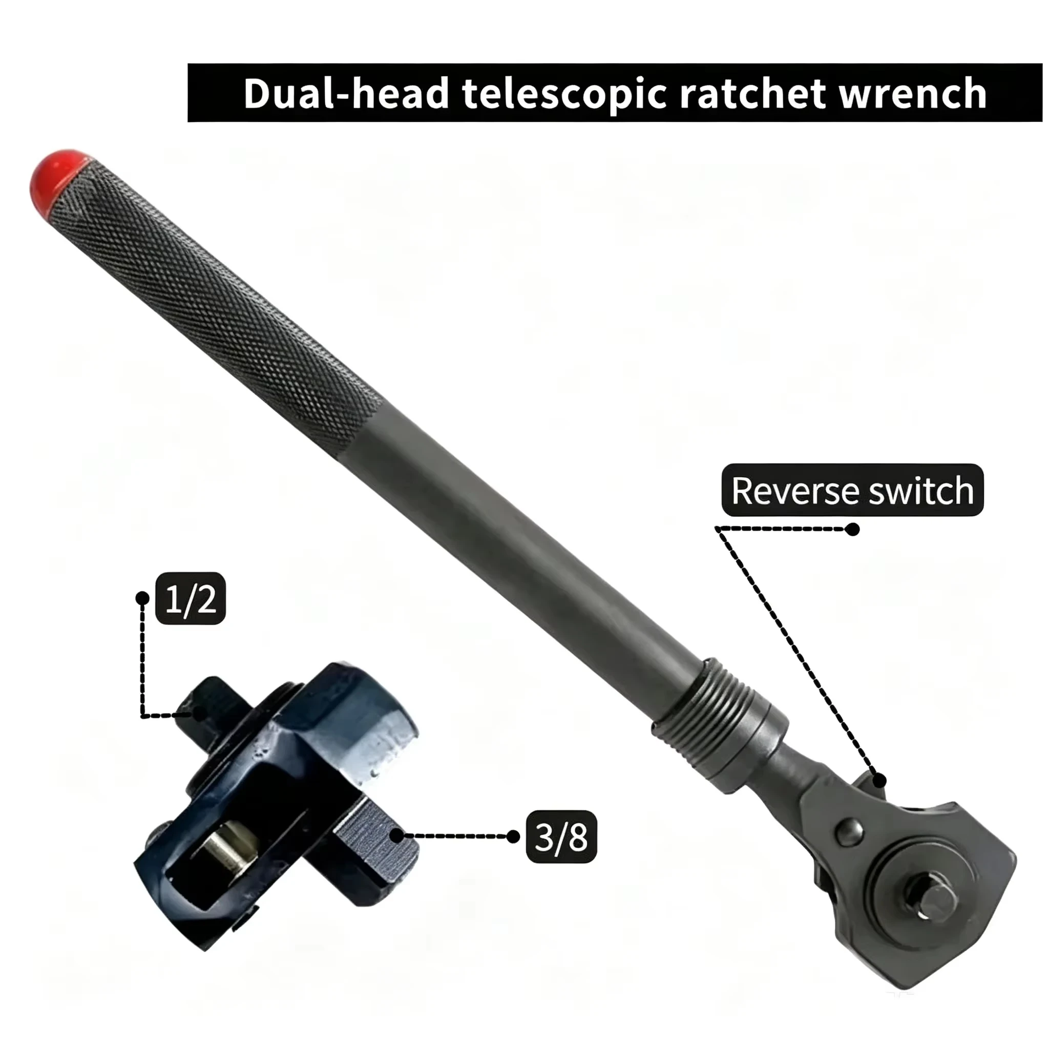 Dual-Head Telescoping Ratchet, 3/8" & 1/2" Drive – photo 4