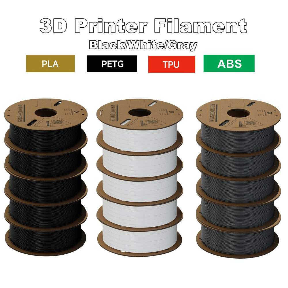 KINGROON PLA, PETG & ABS Filament 1.75mm, 5 kg Single-Color Packs