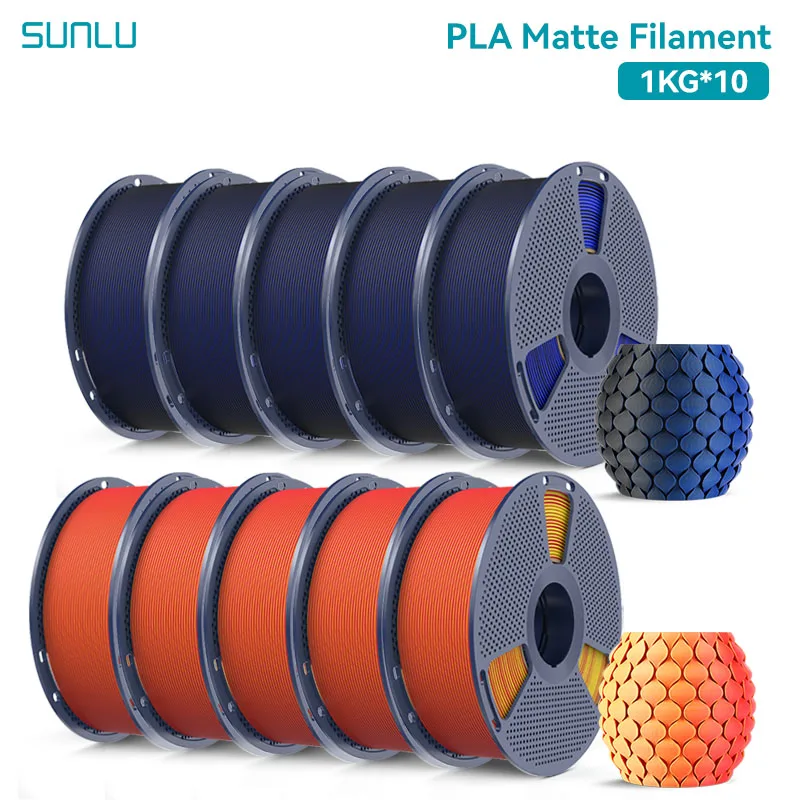 SUNLU Dual Color Matte PLA Filament 1.75mm, 10 kg, 5BKBL 5RDYL