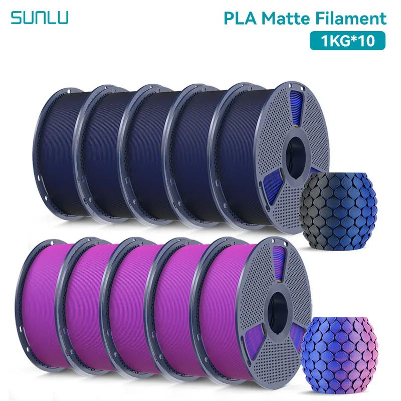 SUNLU Dual Color Matte PLA Filament 1.75mm, 10 kg, 5BKBL 5RDBL