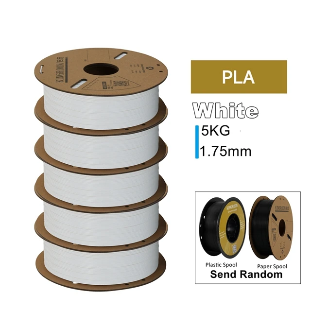 KINGROON PLA, PETG & ABS Filament 1.75mm, 5 kg Single-Color Packs, PLA White 5KG