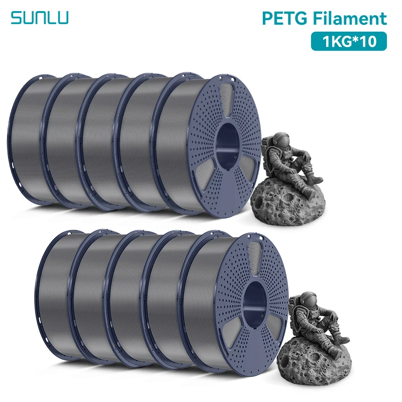 SUNLU PETG Filament 1.75mm, 10 kg (10 × 1 kg), PETG-GREY-10kg