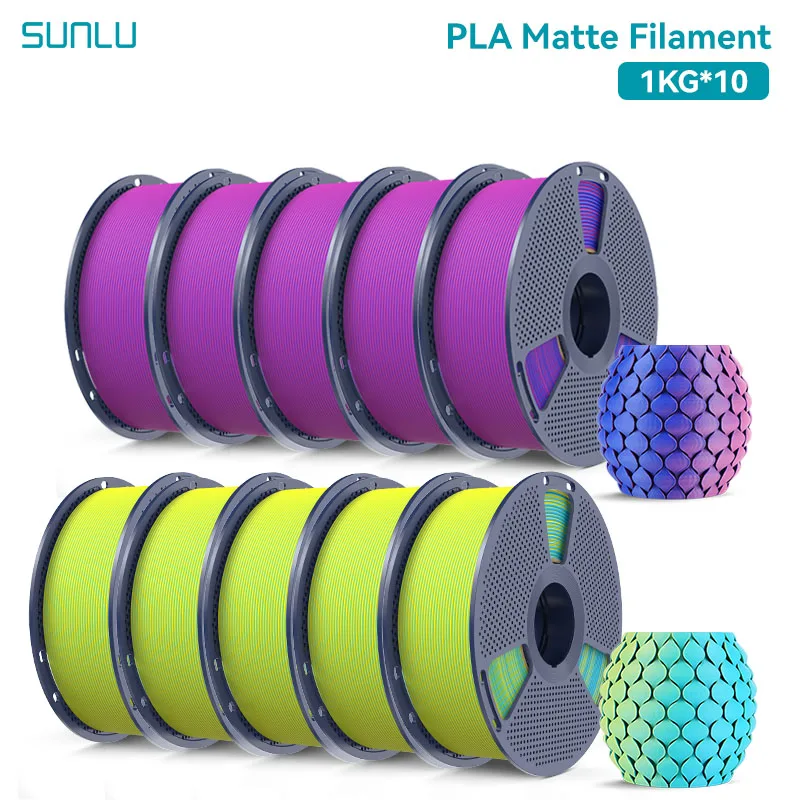 SUNLU Dual Color Matte PLA Filament 1.75mm, 10 kg, 5RDBL 5YLCY