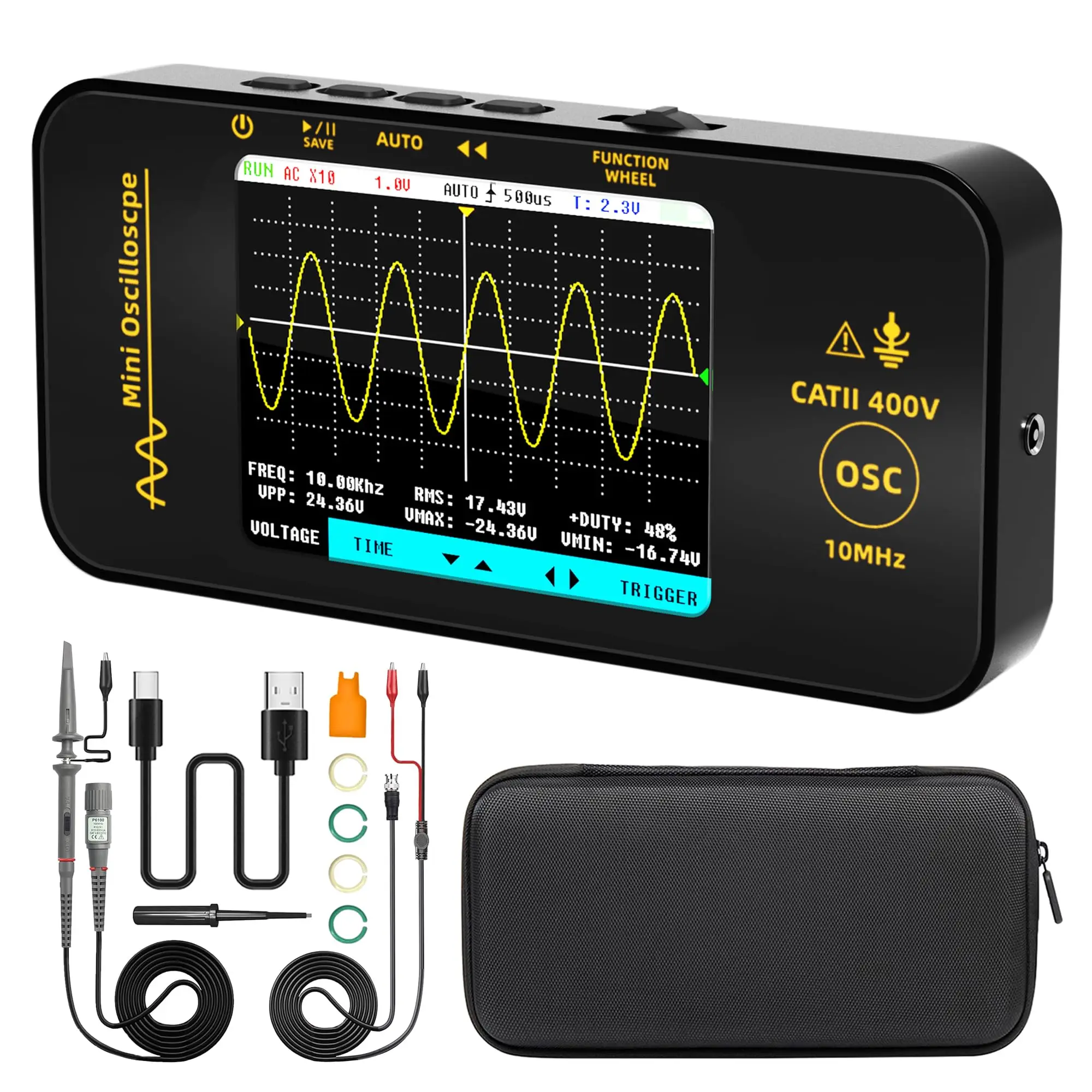 BSIDE OT3 Handheld Digital Oscilloscope, 10MHz, 48MS/s