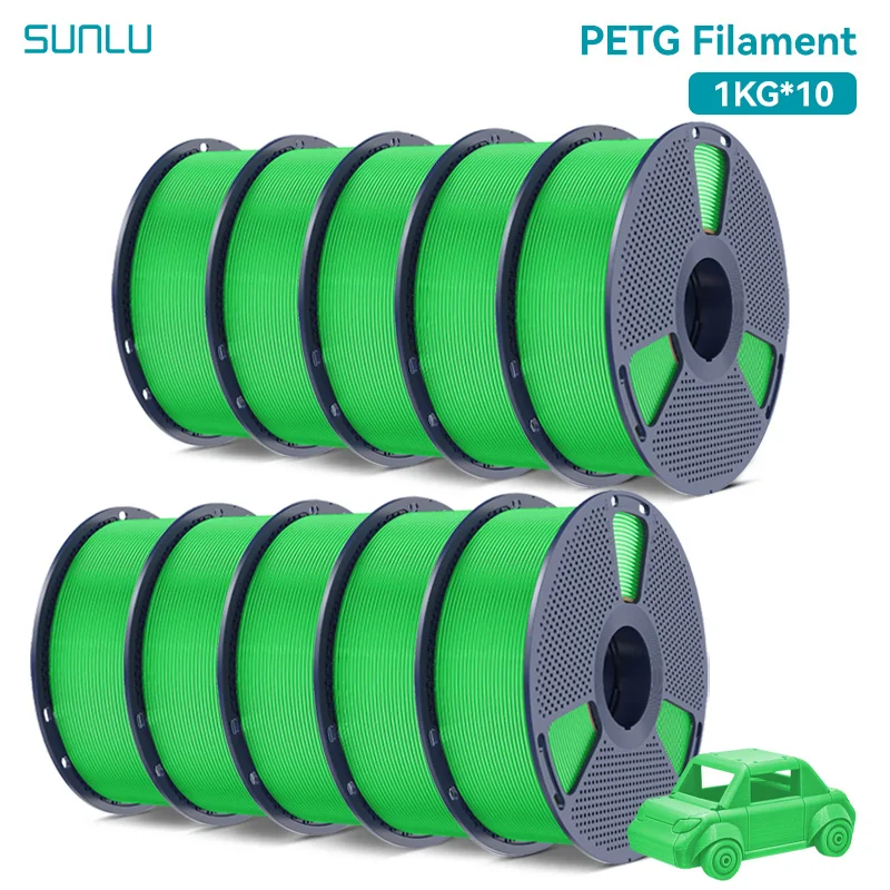 SUNLU PETG Filament 1.75mm, 10 Spools, PETG-Green 10rolls