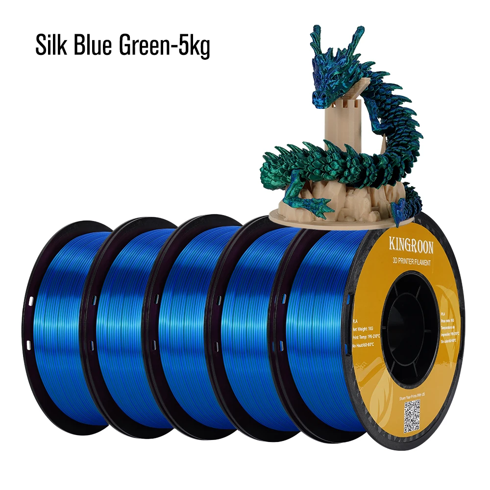 KINGROON Dual Color Silk PLA Filament 1.75mm, 5 kg, Silk Blue Green