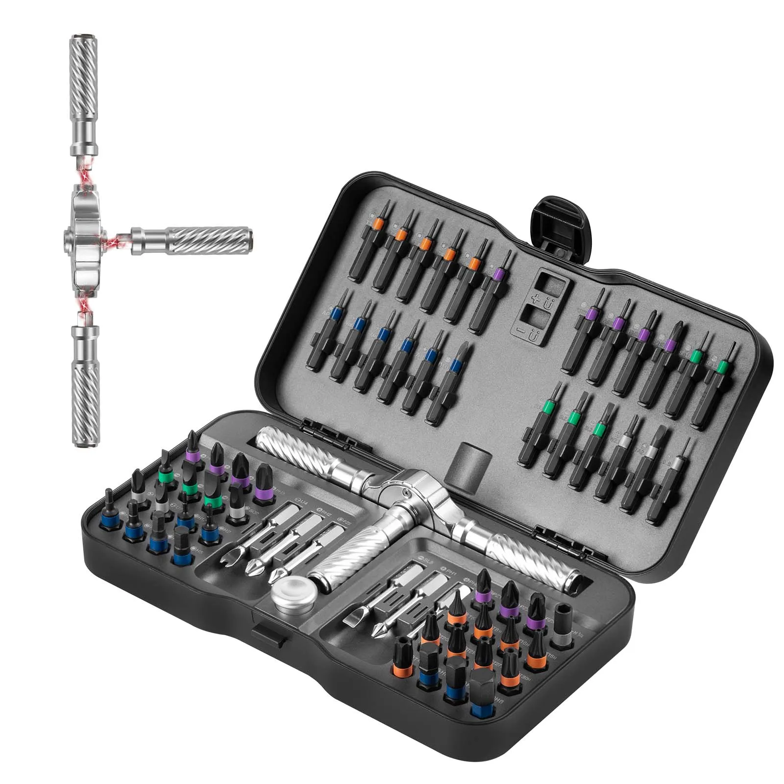 VMAN 66-in-1 Ratchet Screwdriver Set with Magnetic Bits, 66in1 kit