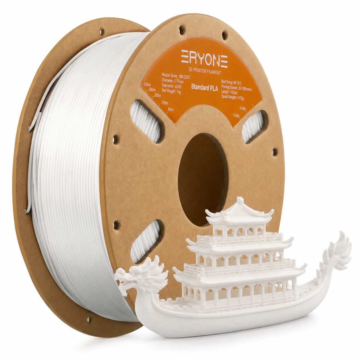 ERYONE Standard PLA Filament 1.75mm, 1 kg Spool, White