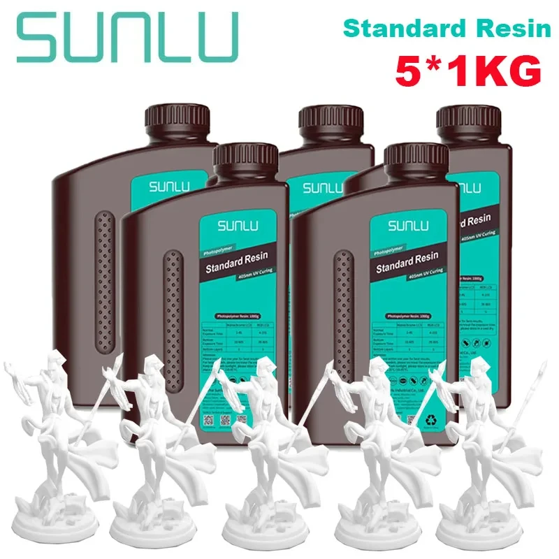 SUNLU Standard UV Resin 405nm, 5 kg (5 × 1 kg), Standard 5White