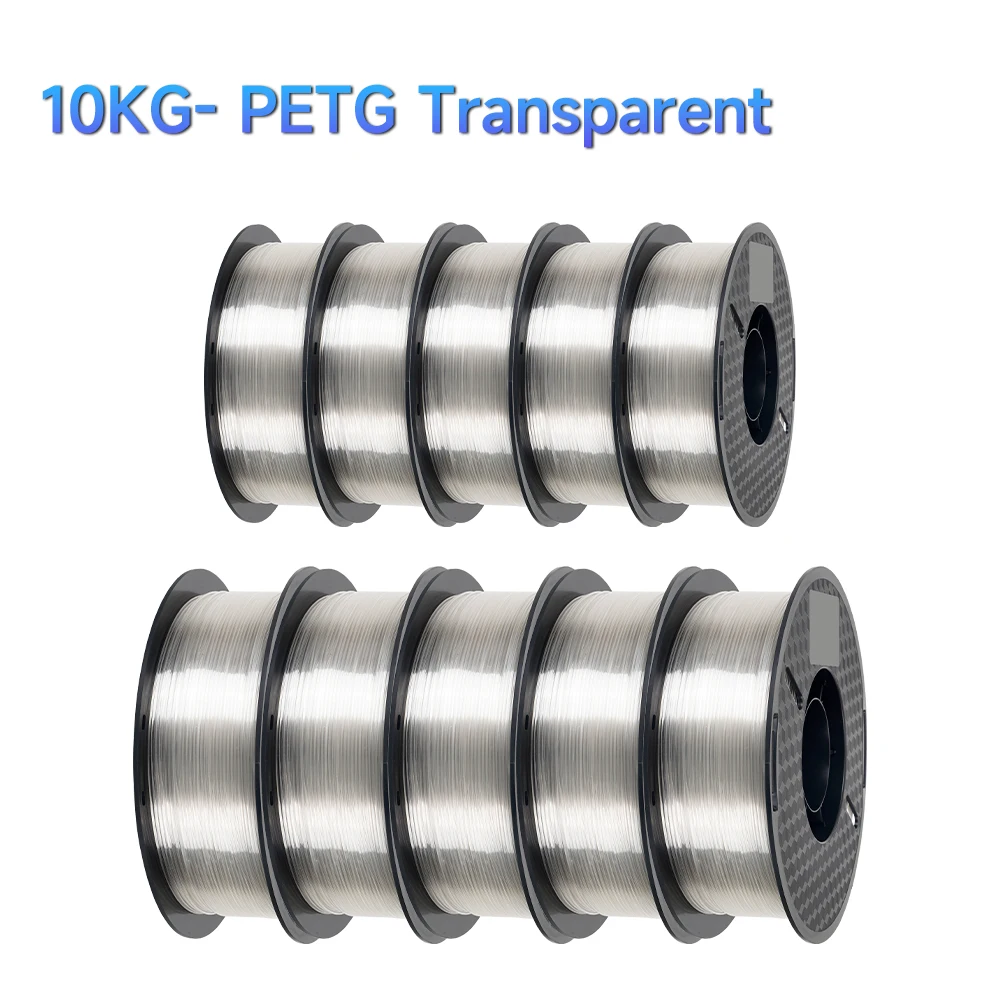 Kee Pang PETG Filament 1.75mm, 10 kg (10 × 1 kg Spools), Transparent