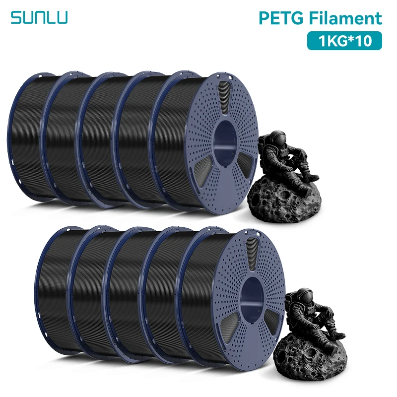 SUNLU PETG Filament 1.75mm, 10 kg (10 × 1 kg), PETG-BLACK-10kg