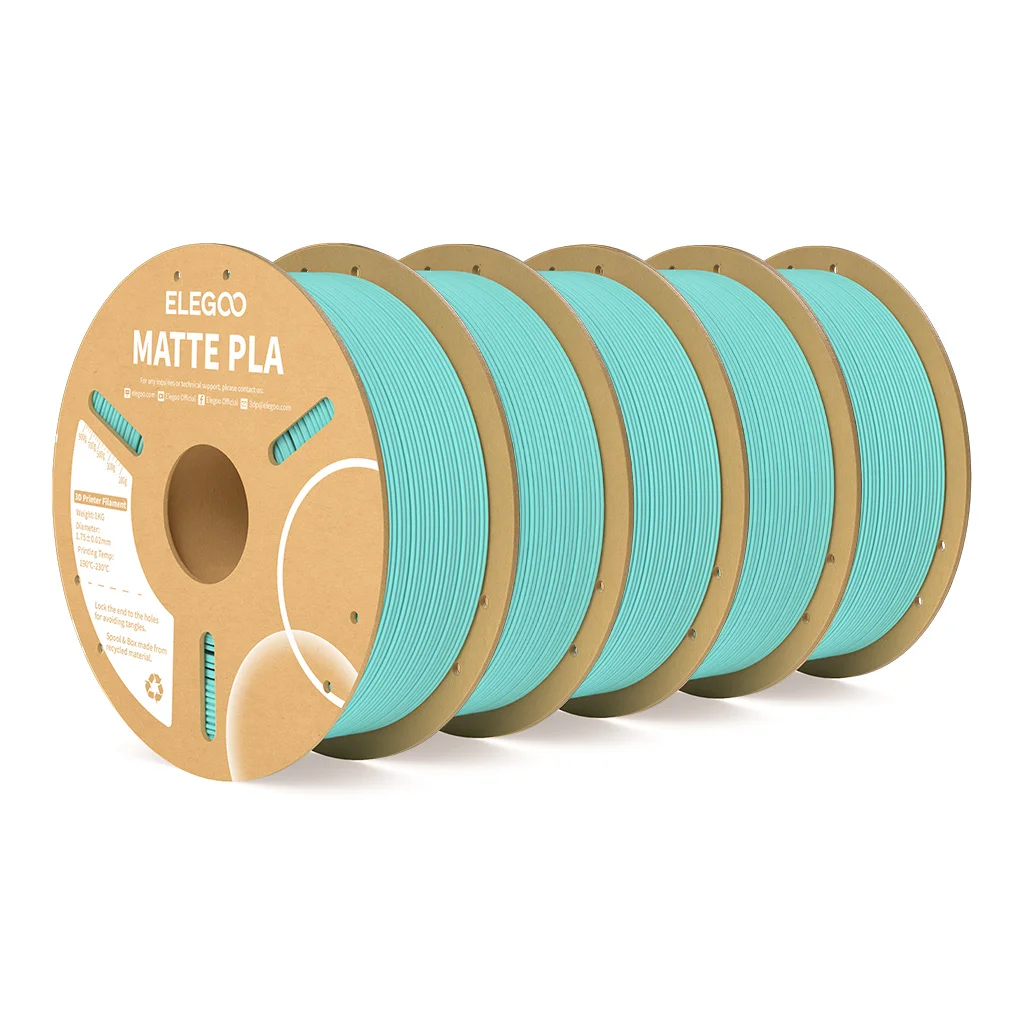 ELEGOO Matte PLA Filament 1.75mm, 5 kg (5 × 1 kg), 5KG Duck Green