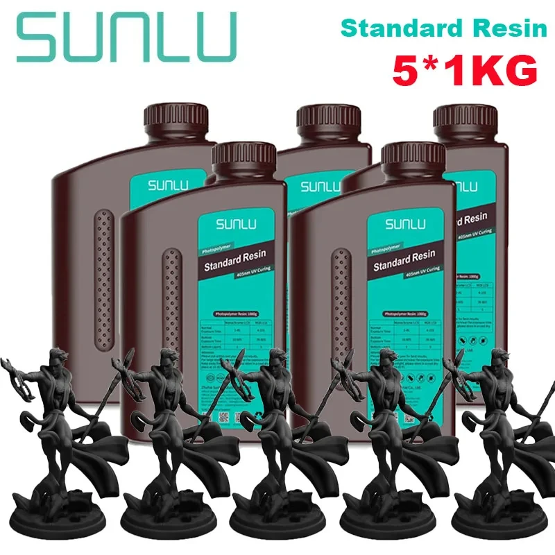 SUNLU Standard UV Resin 405nm, 5 kg (5 × 1 kg), Standard 5Black