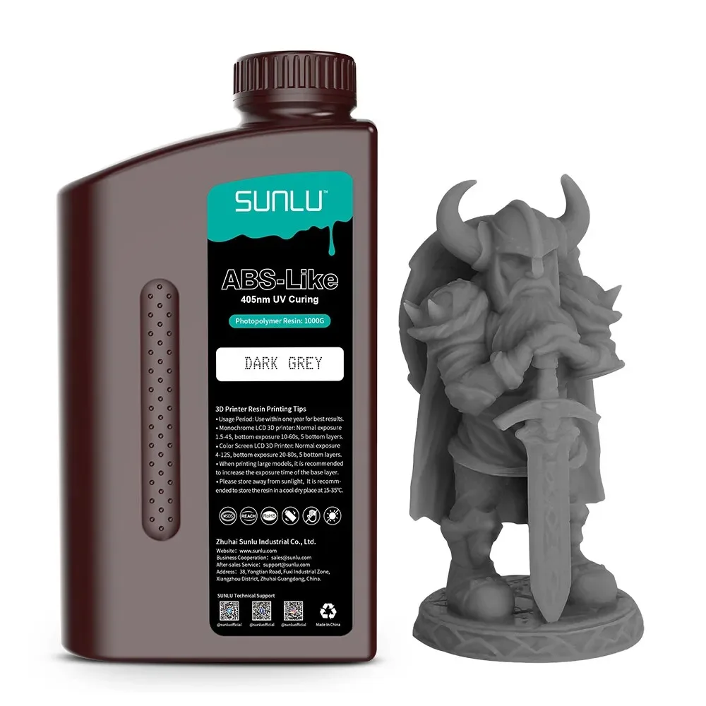 SUNLU Standard or ABS-Like UV Resin 405nm, 1 kg, ABS-Like darkGrey