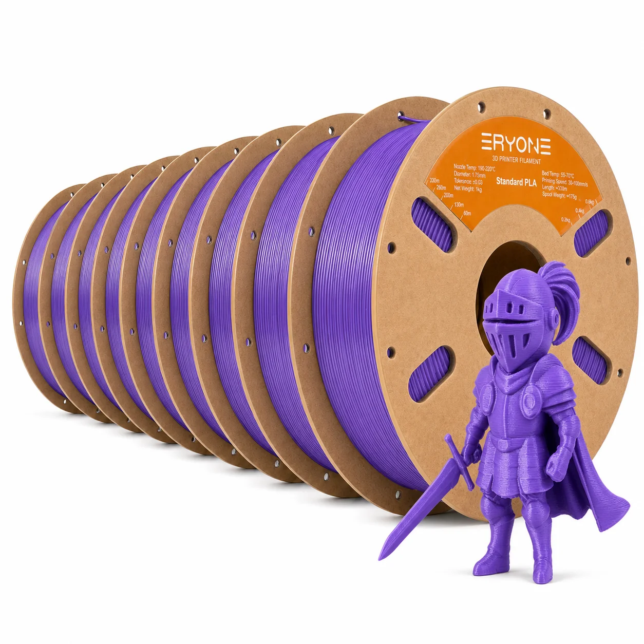 ERYONE Standard PLA Filament 1.75mm, 10 kg (10 × 1 kg), Dark Purple