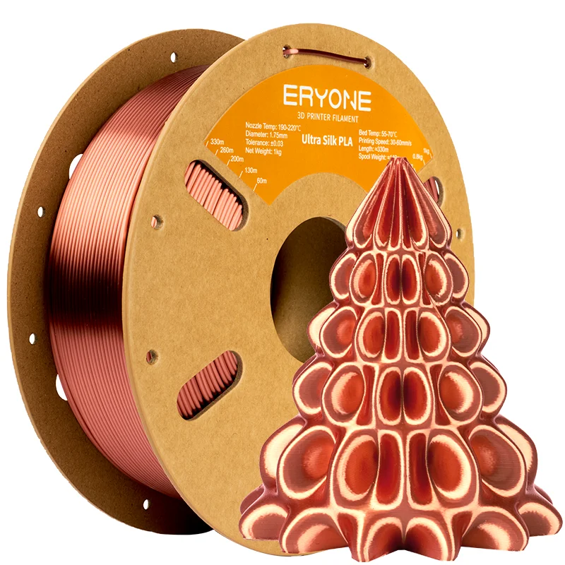 ERYONE Ultra-Silk PLA Filament 1.75mm, 1 kg Spool, Copper-1kg