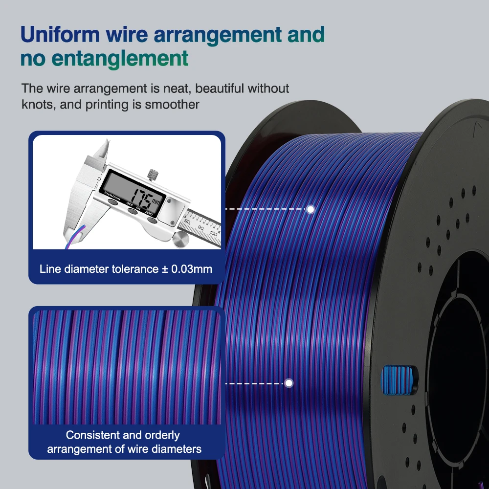 KINGROON Dual Color Silk PLA Filament 1.75mm, 5 kg – photo 4