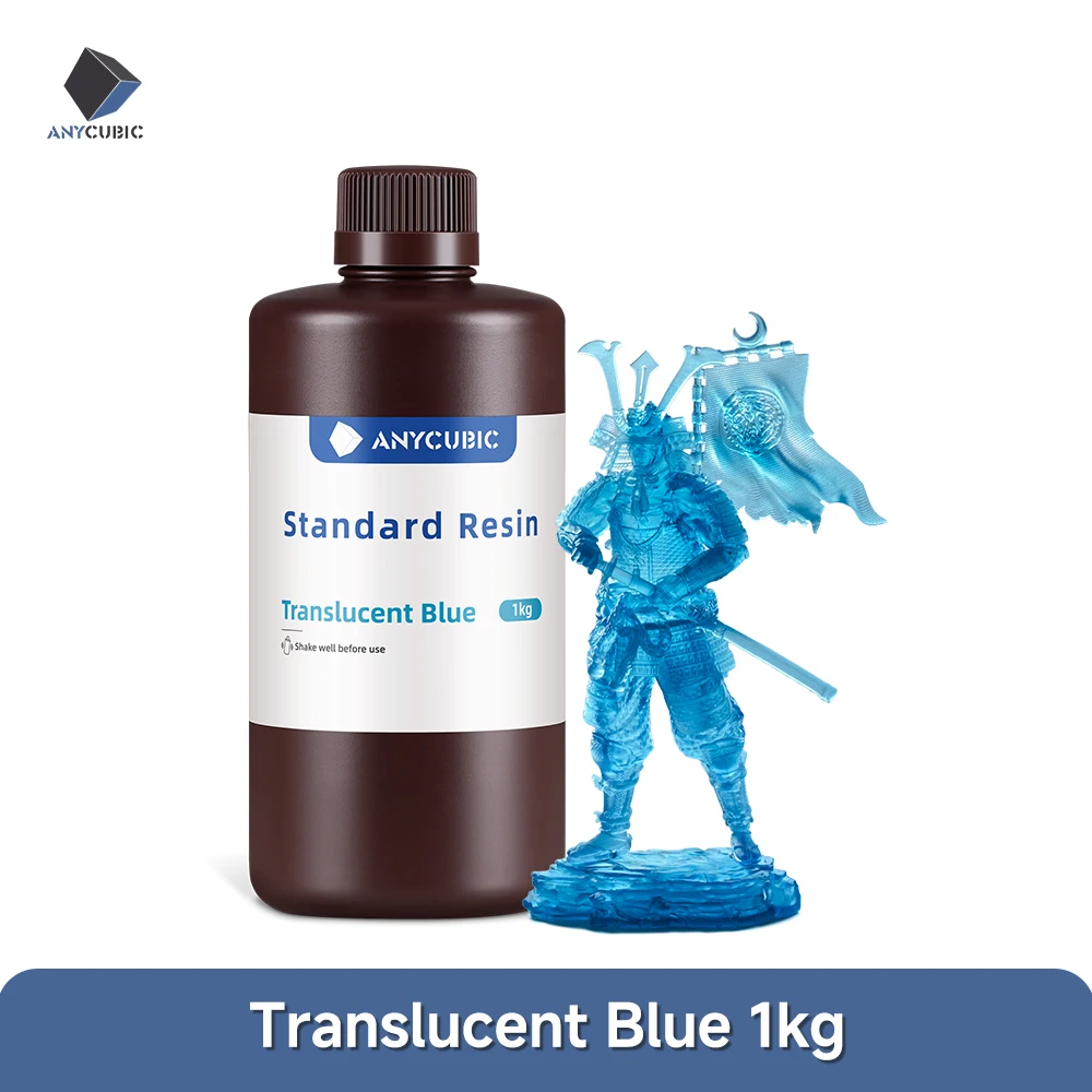 ANYCUBIC Standard UV Resin 405nm, 1 kg or 5 kg, 1KG-Translucent Blue