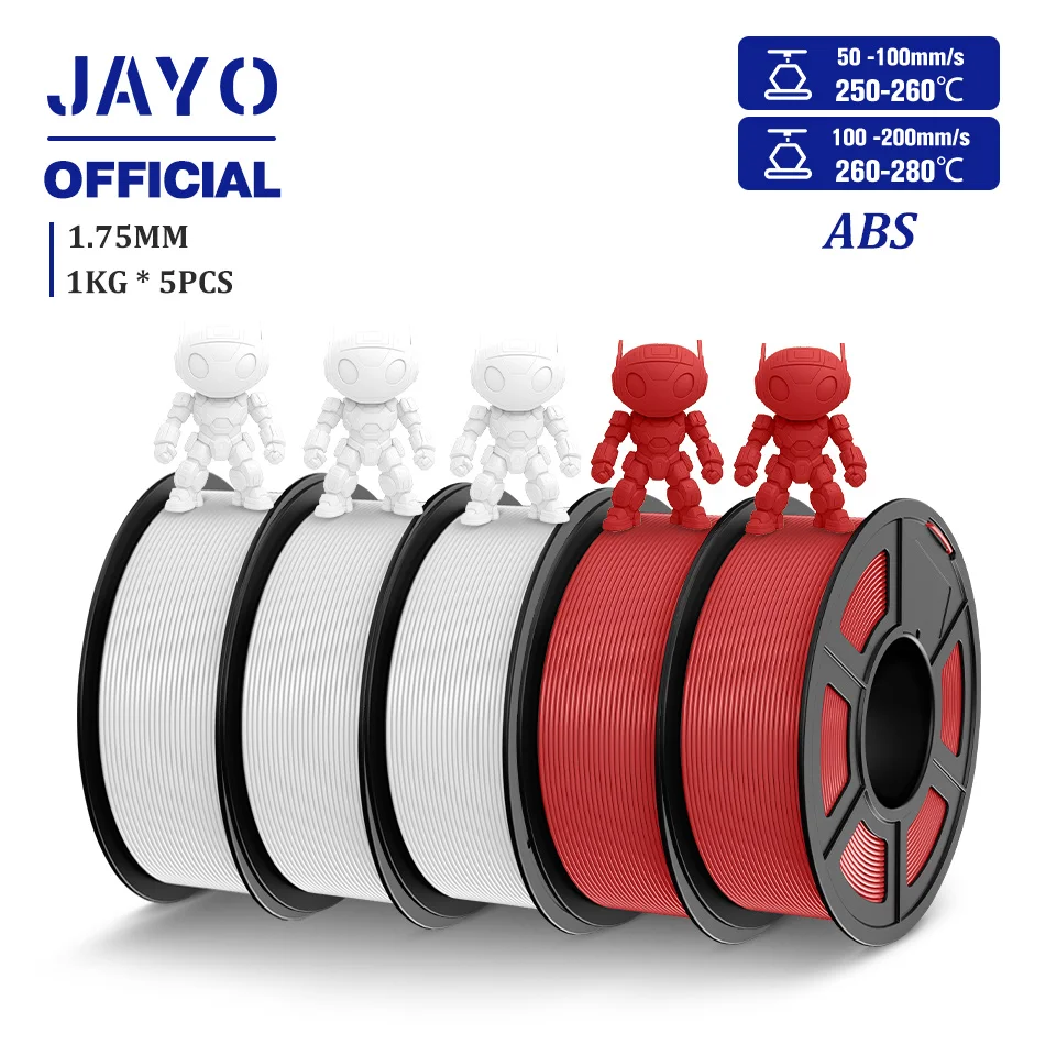 JAYO ABS Filament 1.75mm, 5 Rolls, ABS 3WT2RD