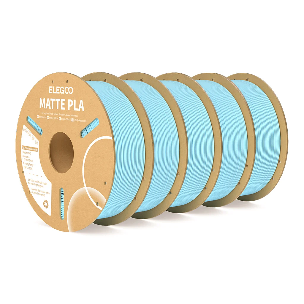 ELEGOO Matte PLA Filament 1.75mm, 5 kg (5 × 1 kg), 5KG Ice Blue