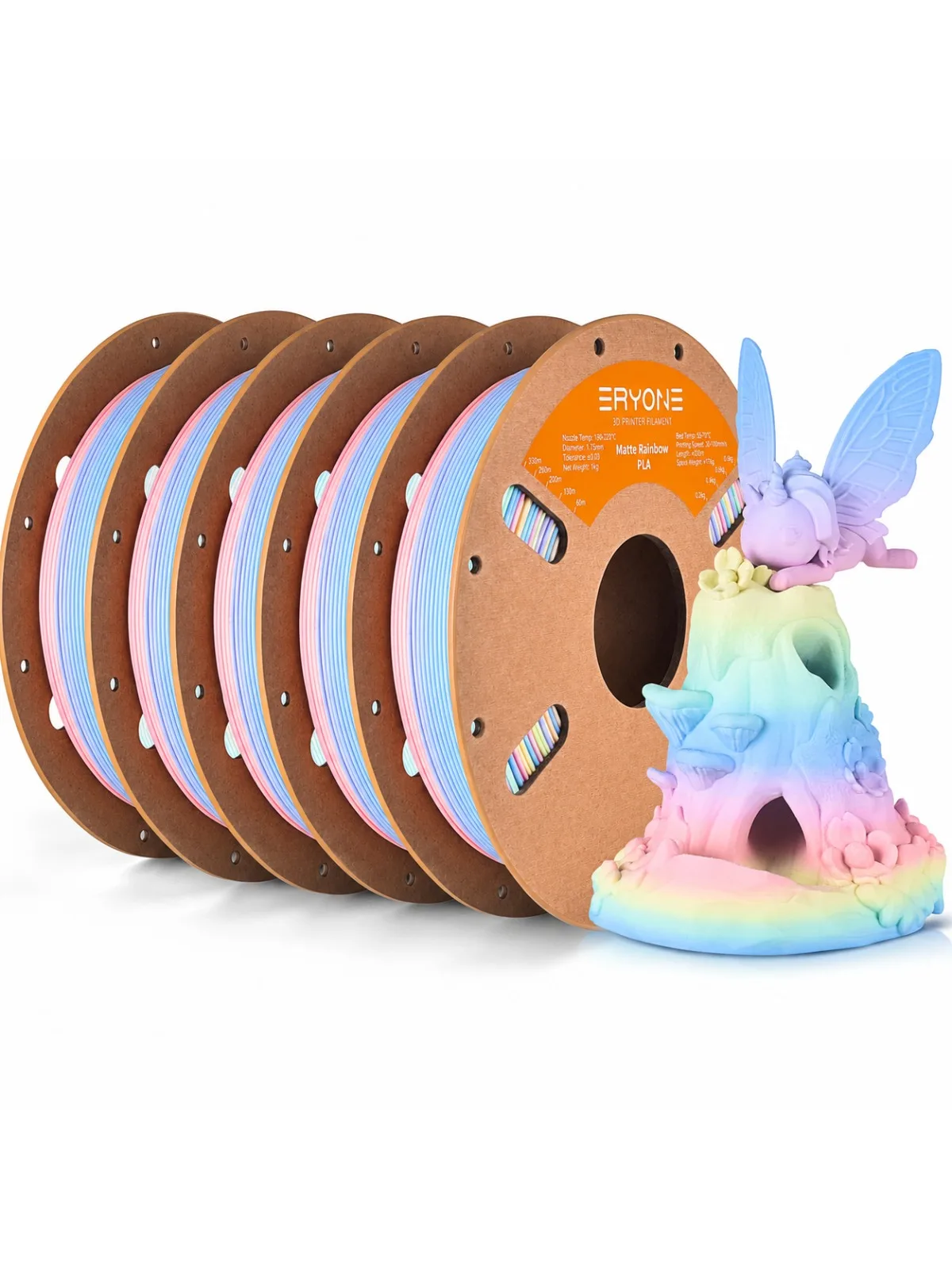 ERYONE Matte Rainbow PLA Filament 1.75mm, 5 kg